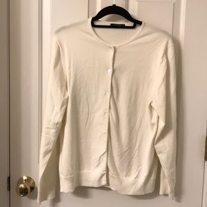 Cream crew neck cardigan NWOT Lands End